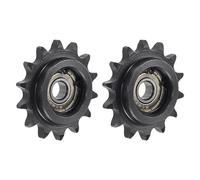 WUPEDI ièce de pignon d'entraînement Pour Pignon tendeur de chaîne, alésage 6Mm, à 12 dents, rouleau en acier au carbone C45 avec roulement, Iso 06B 2(BLACK 46mmx8mm)
