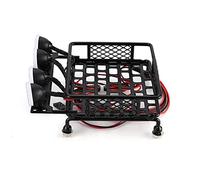 WUPEDI Porte-Bagages de Toit for Voiture RC CC01 CR01 SCX10, for RC4WD, avec 4 Barres Lumineuses Rondes for Camion sur chenilles Galerie de Toit pour Voiture(4 White Lights)