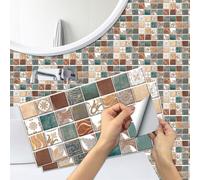 WUPNGS Stickers carrelage, mosaïque Verte et Beige, Autocollants muraux en Vinyle for la décoration de Meubles, 6 pièces (15 x 30 cm)(18 Pcs/15x30cm)