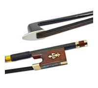 WUQIMUSC Archet de violon 4/4 en fibre de carbone avec tige en bois de serpent, grenouille, cheveux raides noirs