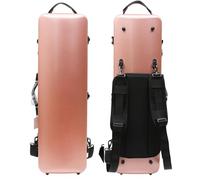 WUQIMUSC Étui pour violon 4/4 en fibre de carbone haute résistance avec poignées durables Rangement interne avec bretelles sac à dos et partitions (or rose, boucle de verrouillage)