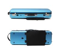WUQIMUSC Étui pour violon 4/4 en fibre de carbone haute résistance avec poignées durables Rangement interne avec sangles sac à dos et partitions Bleu avec serrure à code