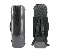 WUQIMUSC Étui rectangulaire pour violon 4/4 en fibre de carbone avec coque rigide et rembourrage doux avec sangles arrière et sac pour partitions (noir)