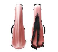 WUQIMUSC Étui rigide pour violon 4/4 en fibre de carbone léger avec sangles arrières Sac de rangement externe pour accessoires (rose)