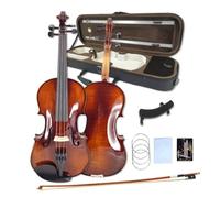 WUQIMUSC Violon 4/4 complet pour débutants, adultes, étudiants, épicéa vieilli, violon en bois massif, fixations en ébène avec étui rigide, épaulière, archet, accordeur, cordes supplémentaires (marron