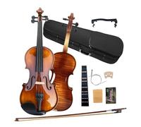 WUQIMUSC Violon en érable flammé - Violon 1/2 pour débutants, kit de démarrage de violon médiéval de taille demi, en bois massif artisanal avec accessoires en ébène, étui rigide, épaulière, archet