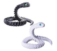 WUQIREN Lot de 2 serpents imprimés en 3D de 45,7 cm, animaux imprimés en 3D, comme un serpent mobile, motif réaliste (noir et blanc)