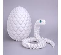 WUQIREN Œuf de serpent imprimé en 3D avec serpent à l'intérieur, animaux imprimés en 3D, comme un serpent mobile, design réaliste de serpent, 45,7 cm (blanc)