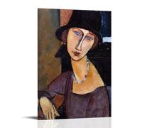 WurBu Amedeo Modigliani Peintre Works《Jeanne Hébuterne avec chapeau et collier》Affiches imprimées esthétiques pour chambre à coucher Décoration murale sur toile Cadeau Décoration moderne pour chambre