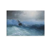 WurBu Ivan Aivazovsky Painter Works《Gathering Storm(1899)》Posters Impression d'art mural sur toile Décoration d'intérieur 40 x 60 cm