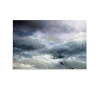 WurBu Ivan Aivazovsky Painter Works《Wave 1889》 Poster Impression sur toile Décoration d'intérieur Chambre Décoration moderne Cadeaux 50 x 75 cm