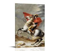 WurBu Jacques Louis David Painter Artwork【Napoléon au Grand Saint-Bernard】Affiches imprimées sur toile Décoration murale Décoration moderne 20 x 30 cm