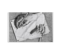 WurBu M.C. Escher Œuvre d'art de peintre 【Mains dessinées】Affiches imprimées sur toile - Art mural à suspendre - Idée cadeau - 50 x 75 cm
