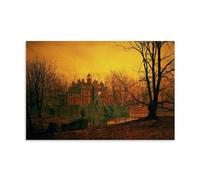 WurBu Poster imprimé John Atkinson Grimshaw Painter Works《Autumn Morning》 Impression sur toile Décoration murale Idée cadeau 60 x 90 cm