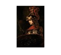 WurBu Rembrandt Van Rijn Painter Works《Athena Pallas》Poster mural sur toile à volutes Décoration d'intérieur 20 x 30 cm