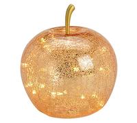 Wurm Lampe de table decorative en forme de pomme en verre dore avec guirlande lumineuse LED, 20 LED, doree, verre, transitionnelle, interieure, salle de sejour, chambre