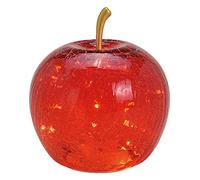 Wurm Lampe Pomme en Verre Rouge, Guirlande LED 20 Pattes, Dimensions 16x17x16 cm, Minuterie, Tabletop, Rouge, Moderne, Décoration Intérieure
