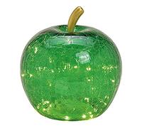 Lampe pomme (S) en verre, vert foncé, avec guirlande lumineuse LED, lampe décorative, lampe de table, lampe en forme de pomme