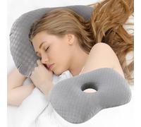 Wuronsa Oreiller de piercing d'oreille avec trou d'oreille, coton et polyester, coussin de couchage latéral pour CNH et douleurs aux oreilles, inflammation d'oreille, escarres pour les personnes