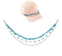 Wurosi Chaînes de chapeau de camionneur turquoise, chaînes de chapeau en pierre précieuse naturelle pour femme, favorisent la tranquillité, la sagesse et l'énergie positive pour homme et femme