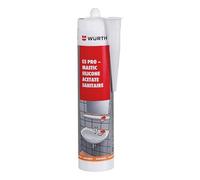 WURTH CARTOUCHE MASTIC SILICONE JOINT SANITAIRE ACÉTATE, SALLE DE BAIN CUISINE,ETANCHE ANTI MOISISSURES,BLANC PUR 310 ML (BLANC)