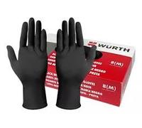 WURTH Lot de 100 gants jetables en nitrite non poudrés pour un usage professionnel - Gants élastiques résistants - Noir - Taille L