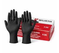 WURTH Lot de 100 gants jetables en nitrite sans poussière pour usage professionnel ultra résistant Noir Taille L