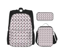 WURTON Adorable petit bébé paresseux imprimé sac à dos d'école 3 en 1 sac à dos avec boîte à déjeuner, trousse à crayons, sac de voyage pour ordinateur portable