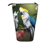 WURTON Belle trousse télescopique avec imprimé cacatoès et fleur - Polyvalente - Pour papeterie, maquillage, fournitures, Noir , Taille unique