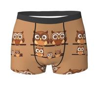 WURTON Boxer pour homme avec imprimé hiboux de dessin animé - Sous-vêtements athlétiques - Performance d'évacuation de l'humidité