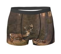 WURTON Boxer pour homme imprimé cerf chasse sous-vêtements athlétiques évacuation de l'humidité, noir, XX-Large