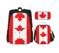 WURTON Cartables 3 en 1 avec motif drapeau de la Côte d'Ivoire - Sac à dos réglable - Sac à déjeuner - Trousse à crayons, Drapeau canadien, One Size