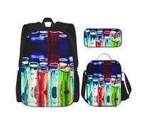 WURTON Ensemble de sacs à dos à bandoulière réglables avec impression tube à essai chimie - Sac à déjeuner et trousse à crayons