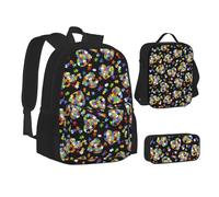 WURTON Ensemble puzzle de sensibilisation à l'autisme, sac à dos, boîte à déjeuner, sac à dos 3 en 1 et trousse à crayons assortis, noir, One Size