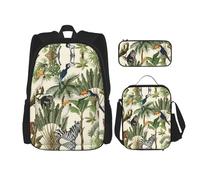 WURTON Ensemble sac à dos avec bandoulière réglable et motif arbres et animaux