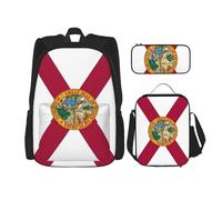 WURTON Ensemble sac à dos avec sac à déjeuner et trousse à crayons Motif drapeau de l'État de Floride