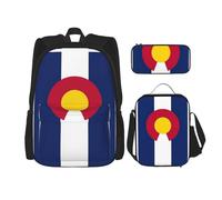WURTON Floride State Flag Print 3 en 1 Bookbags Sets Réglable Épaule Sac à Dos Lunch Bag Crayon Case Pouch Box, Drapeau de l'État du Colorado, One Size