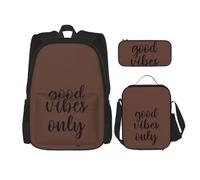 WURTON Good Vibes Only Ensemble sac à dos avec bandoulière réglable et trousse à crayons