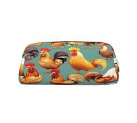 WURTON Grande trousse à crayons avec fermeture éclair - Motif coq et poules - Pour adultes - Pour le bureau et les voyages