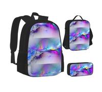 WURTON Northern Lights Ensemble sac à dos et boîte à déjeuner 3 en 1 avec sac à livres et trousse assortis, noir, One Size