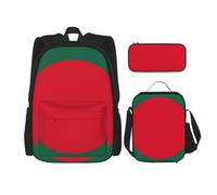 WURTON Sac à dos 3 en 1 avec motif drapeau du Bangladesh, sac à dos, boîte à déjeuner, trousse à crayons, sac de voyage pour ordinateur portable, noir, taille unique, Noir , Taille unique