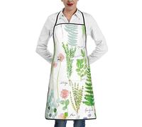 WURTON Tablier de cuisine imperméable avec poches pour homme et femme Motif cochons d'Inde et cupcakes, Jardin d'herbes aromatiques printanières, taille unique