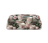 WURTON Tasses à thé avec roses - Trousse à crayons multifonction - Avec fermeture éclair