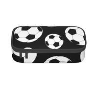 WURTON Trousse à crayons avec imprimé football noir, grande capacité, trousse à crayons multifonction pour adultes