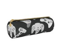 WURTON Trousse à crayons élégante en cuir avec fermeture éclair pour adultes Motif manette de jeu