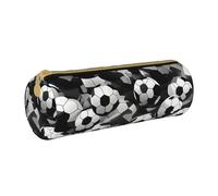 WURTON Trousse à crayons en cuir avec fermeture éclair pour adultes Motif ballon de football Noir et blanc