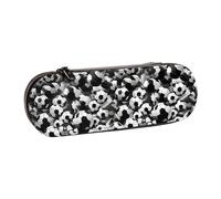 WURTON Trousse à crayons en cuir vintage avec motif ballon de football noir et blanc - Chic compact en cuir