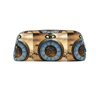 WURTON Trousse à crayons multifonction avec fermeture éclair Motif horloge Bronze
