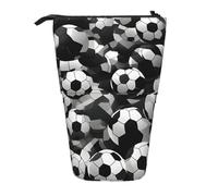 WURTON Trousse à crayons télescopique avec motif ballon de football noir et blanc - Polyvalente - Pour papeterie, maquillage, fournitures, Noir , Taille unique