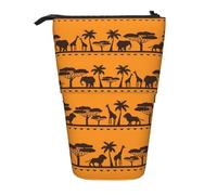 WURTON Trousse télescopique polyvalente avec imprimé animaux africains pour papeterie, maquillage, fournitures, Noir , Taille unique
